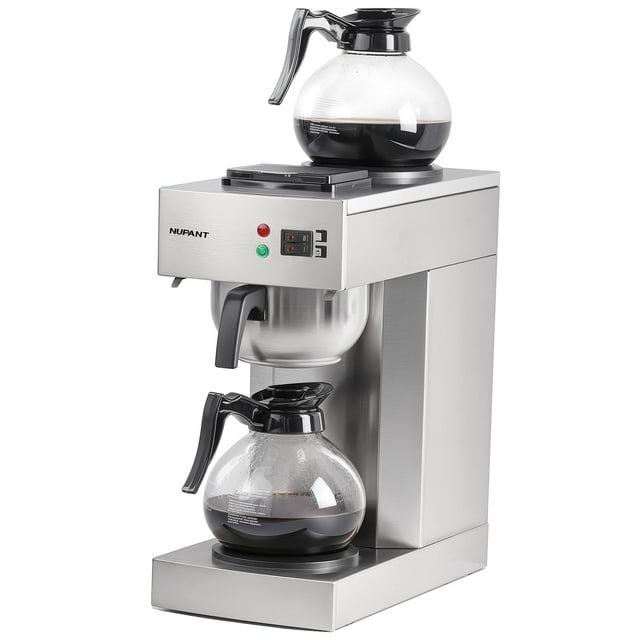 Cafetera NUPANT, 12 tazas, 1,8 L, con 2 garrafas de vidrio de acero inoxidable