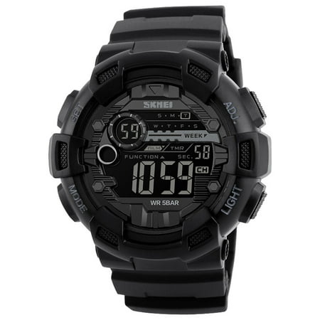 SKMEI 1243 Digital Electronic Men Watch Fashion Casual Sports Male Wristwatch Dual Time Date Week Countdown Chrono Alarm 5ATM Waterproof Backlight