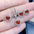 thumbnail image 2 of Colgante y pendientes con dije de lazo abierto y tesoro de color circón naranja popular, 2 of 4