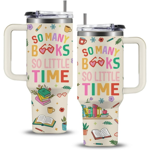 Book Lover Gifts,Book and Reading Gifts for Readers Women, Librarian Gift Reading Tumbler with Handle 40oz, Birthday Bookish/Reading Gift for Books Lovers Women