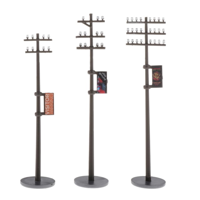 lionlar 1/87 Miniature Electric Line Poles HO Scale Utility Pole Train Park Building Kit