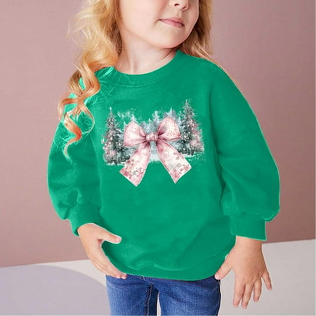 

Blczomt Christmas Toddler Girl Sweatshirt Cute Cotton Sweatshirts Pullover Xmas Graphic Soft Green Girls Fashion