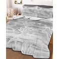 thumbnail image 3 of Quilts Full Size Bedding Set, Grey Coastal Lightweight Quilted Comforter, Summer Ocean Sea Waves Starfish Corals Soft Reversible Bedspread Coverlet with Pillow Covers for All Season, 78" x 90", 3 of 7