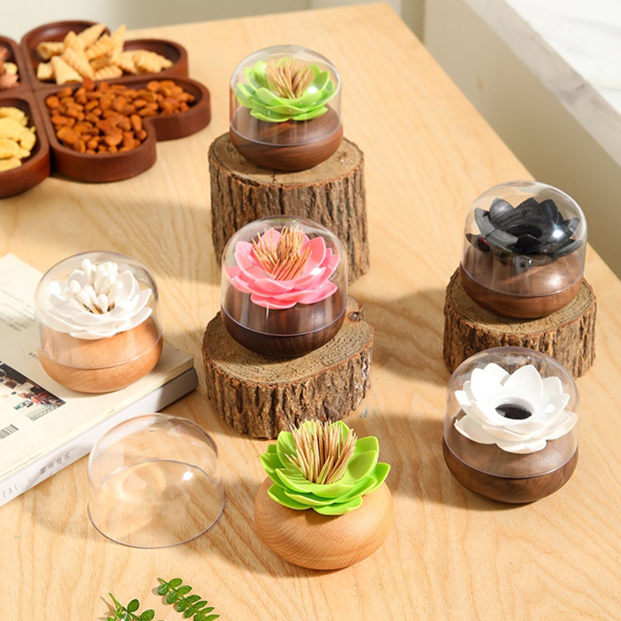 Lotus Toothpick Holder Cotton Swab Holder Toothpick Case Toothpicks Organizer Bathroom
