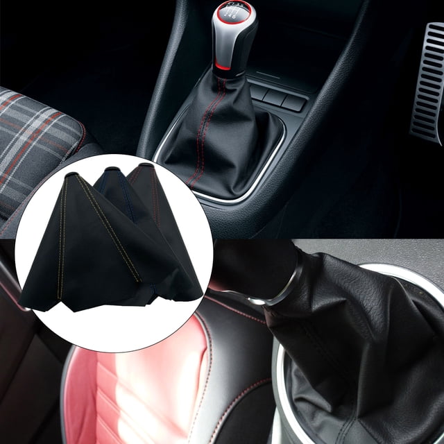 VONKY Car Shift Lever Collar Leather Dust-proof Interior Shifter Cover Knob Stick Modification Upgrading Control Accessory Yellow Line 1Set