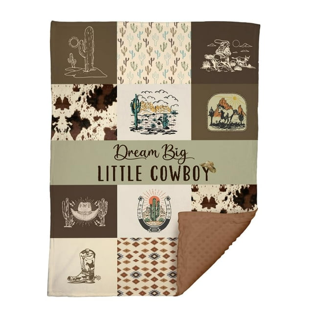 Manta para bebé Locobird Western Cowboy Minky 76x102 cm