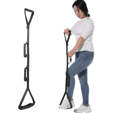 35-44 Inch Upgraded Version Long Leg Lifter Strap - Multi-Loop Adjustable, Rubber Handgrips & Non-Slip Foot Pad, Hip & Knee Replacement Surgery, Mobility Aids for Wheelchair, Car, Bed