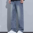 thumbnail image 3 of GuangCheng Mens Regular Fit Straight Leg Jeans Casual Elastic Waist Lightweight Carpenter Denim Pants, 3 of 6