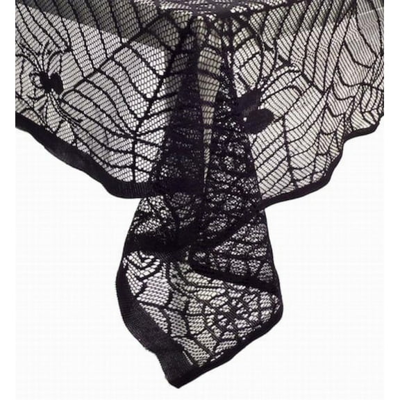 Halloween Black Spiderweb Lace Tablecloth - Fabric Table Cloth 60X84 Ob