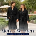 thumbnail image 3 of Dan River Bathrobe for Men and Women One Size Lightweight Cotton Terry Cloth Robe - Black, 3 of 10