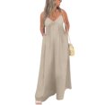 thumbnail image 1 of Innerwin Combinaison Longue Col en V Profond Femmes Combinaisons Vacances Sans Manches Décontracté Pantalon Large Abricot m, 1 of 2