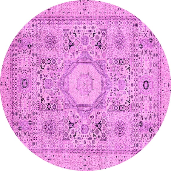 Ahgly Company Indoor Round Abstract Pink Modern Area Rugs, 5' Round