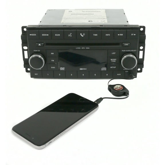 Restored 2008-2011 Dodge Dakota AM FM 6 Disc CD DVD Player w Aux Part 05064923AE Face REQ (Refurbished)