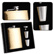 thumbnail image 3 of Set de regalo de petaca, petacas para licor para hombres con funda de cuero negro, 3 of 5