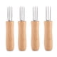 thumbnail image 4 of Billuyoard Soportes para maíz de acero inoxidable, 4 piezas, mango de madera, pinchos de mano, tenedores antiescaldado para barbacoa al aire libre, Utensilios de cocina Billuyoard HA010237-00, 4 of 6