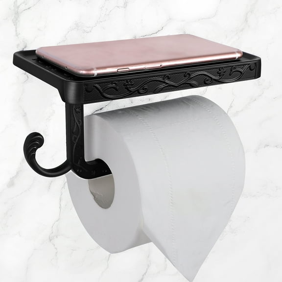 Uxcell 7.3"x4"x3.5" Toilet Paper Holder Aluminum Alloy Black