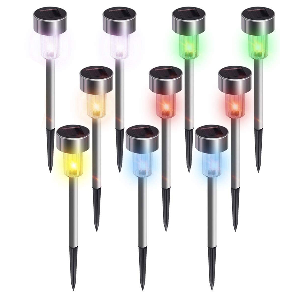 Colorful Solar Lights Outdoor, 10Pack solar pathway lights outdoor, Waterproof, LED Landscape garden lights Solar Powered, Outdoor Lights Solar Garden Lights for Pathway, Walkway, Patio, Yard - image 1 of 11