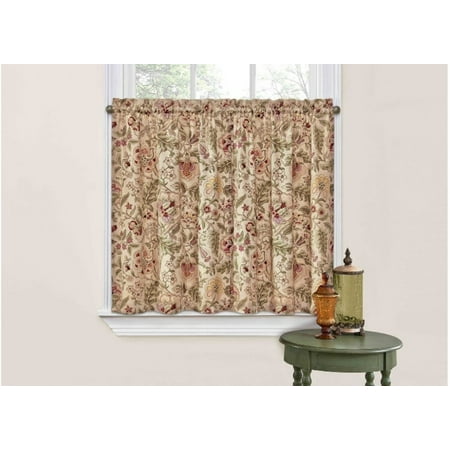 Waverly Imperial Dress Rod-Pocket 100% Cotton Light-Filtering Window Tiers, 36 Inch x 52 Inch, Set of Two