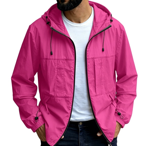 GrmtClth Sun Shirts for Men Long Sleeve Full Zip Uv Rash Guard Zip Up Fishing Lightweight Athletic Jackets Workout Golf Jacket with Pockets Red M