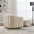 thumbnail image 5 of Beige Velvet Swivel Accent Chair &amp; Ottoman Set, 40" Wide, 360° Rotation, Tufted, with Storage, for Living Room, Bedroom. Comfortable Club Chair., 5 of 9