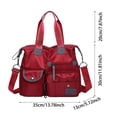 thumbnail image 2 of Nylon Tote Bag Waterproof Large Capacity Multi Pocket Travel Handbag Crossbody Bag for Outdoor Camping(Red-50x35x13cm), 2 of 5