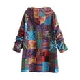 thumbnail image 3 of Stichou Women's Fleece Button Jacket Warm Snow Fleece Winter Jacket With Hood Insulated Block Pattern Coat Pockets Blue XL, 3 of 4