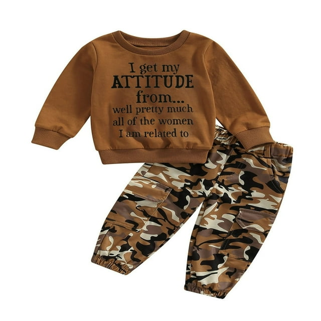 PENGXIANG Baby Boys 2PCS Pants Sets Long Sleeve Neck Sweatshirt Tops Solid Color Pants Sets