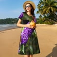 thumbnail image 4 of Naloa butterfly bush flower Print Womens Summer A-Line Dress with Pockets,Short Sleeve Dresses,Flowy Beach Swing Dress for Vacation Travel, 4 of 6