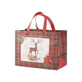 thumbnail image 2 of Christmas Gift Bag Large Tote Bags With Handles Reusable Red Grocery Shopping Bag Non-Woven Bags Black Green Lattice Gift Bag Truck Wreath Waterproof Party Treat Goodie Bag For Favors, 2 of 6