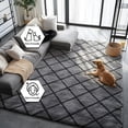 thumbnail image 2 of Pentantan 5ft x 8ft Shag Area Rugs for Living Room, Modern Grid Fluffy Bedroom Carpet, Black & Gray, 2 of 8