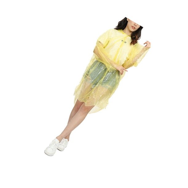 Inteprter Chubasquero impermeable de un solo de 10 piezas, ropa impermeable para hombres y mujeres, actividades al aire libre Paraguas de lluvia Amarillo