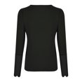 thumbnail image 4 of Mujeres dientes de león impresión encaje costura manga larga o-cuello camisas blusa Tops Fridja hj3184, 4 of 7