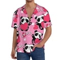 thumbnail image 3 of Disketp Men's Hawaiian Panda Heart Valentine Pink Print Shirts Button Down Holiday Beach Shirts-Large, 3 of 7