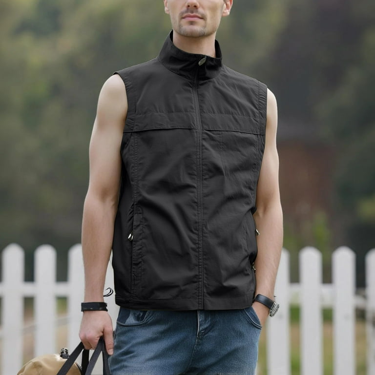 Dwelliawo Travel Vest for Men Travel Lightweight Casual Jacket
