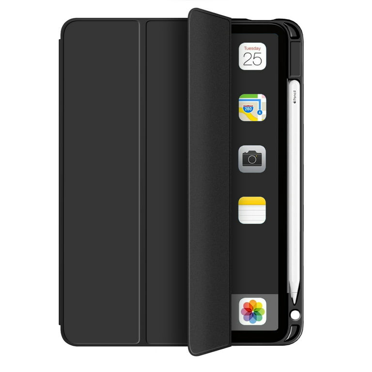  Ayotu Soft Case for 10.9 iPad Air 5th/4th Gen & Pro 11  (2022/2021/2020/2018), Tri-Fold Stand Cover with Auto Wake/Sleep, Support  Wireless Charge (2nd Gen), with Pencil Holder and Lens Armors,Black 