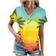 thumbnail image 2 of Fiudx Ofertas Del Día Top de Primavera y Verano de Manga Corta con Estampado de Árboles Informal a La Moda con Cuello En V para Mujer, 2 of 4