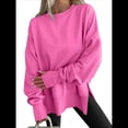thumbnail image 3 of Sudaderas de Gran Tamaño para Mujer, Sudaderas con Capucha de Larga con Abertura para el Pulgar, Camisetas con Abertura Lateral, Tops Estilo Y2K Rosa Brillante S, 3 of 10