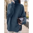 thumbnail image 5 of Women'S Loose Turtle Neck Long Sleeve Pullover Sweater Autumn and Winter Knitted Pullover Top Blue One size, 5 of 9