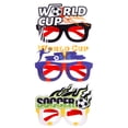thumbnail image 1 of Gafas de sol para fiesta de fútbol, lentes del mundo de 2022, novedad, accesorios para fotomatón, suministros de recuerdo para fiesta de fútbol de la Copa Mundial de 2022, 3 uds., 1 of 5