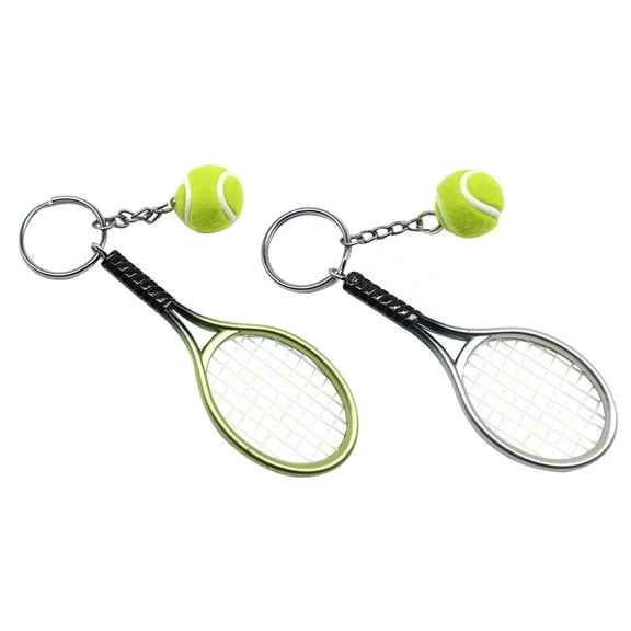 2 Pcs Tennis Racket Keychains Keyrings Pendants for Sports Players