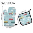 thumbnail image 2 of Yayeee Oven Mitts and Pot Holder Set of 2 Heat Resistant Kitchen Gloves Baking Hot Pad, Blue Trains Pattern, 2 of 5