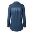 thumbnail image 3 of Women's Denim Button Down Shirts Vintage Casual Long Sleeve Collared Jackets Western Fall Relaxed Fit Jean Blouses with Pockets, 3 of 7