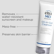 EltaMD Oil-In-Gel Facial Cleanser, Daily Gentle Face Cleanser, Removes Long-Wear Makeup, Sunscreen, and Sweat, Cleansing Oil For Face, 3.4 oz Tube