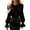 Black, variant on Layered Ruffle Front Tie Collared Blouse Puff Shoulder Flare Cuff Long Sleeve Elegant Office Top for Women Spring Fall Daily Wear S-3XL
