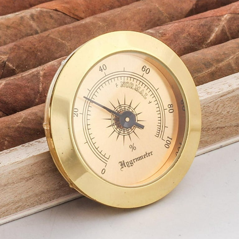Cigar Hygrometer, Anync Round Hygrometer for Cigar Humidor, Cigar Box/Cigar  Cabinet 2 inch Diameter Gold (2 PCS)