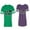 Men Green / Women Purple, variant on New Mr Mrs Unisex Couple Matching Cotton Jersey style T-Shirt Contrasting stripes on sleeves (Men Green / Women Black) (Men S / Women S)