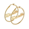 thumbnail image 2 of - Personalized Planet Women's Sterling Silver or Gold over Silver Name Small 25mm or Medium 35mm Hoop Earrings, 2 of 3
