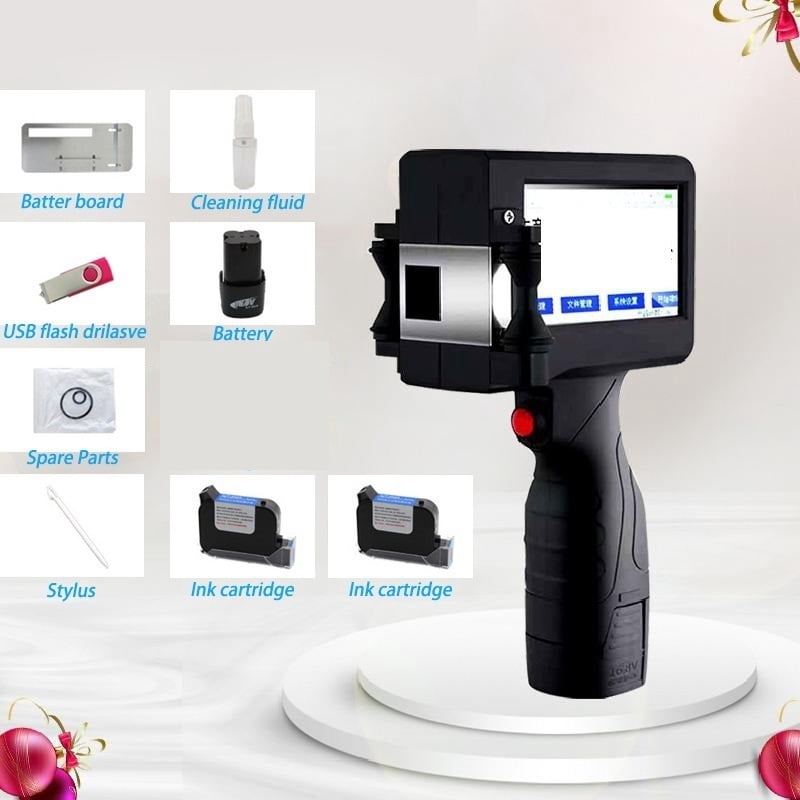 12.7mm Variable QR Bar Batch Code Number Logo Label Portable Hand Jet Handheld Thermal Inkjet Printer ,Versatile Surface Compatibility
