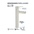 thumbnail image 2 of Monomando Mezclador Baño Lavabo Ovalin Alfa Satinado Acero Inoxidable 30 cm, 2 of 2