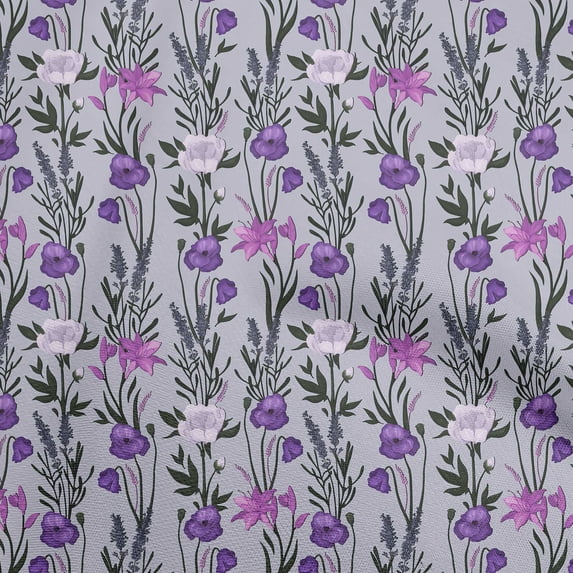 oneOone Cotton Silk Purple Fabric Floral Retro Diy Clothing Quilting Fabric Print Fabric By Yard 42 Inch Wide